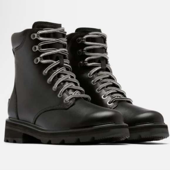 Sorel Shoes - Sorel Lennox Lace Stkd Black Lace Up Combat Boots In Black & Salt Size 11 NWT'S